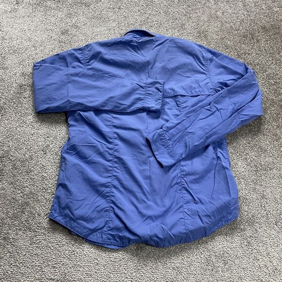 Columbia GRT Active Shirt Womens Small Blue Button Down Long Sleeve Zip Pockets - Picture 2 of 12